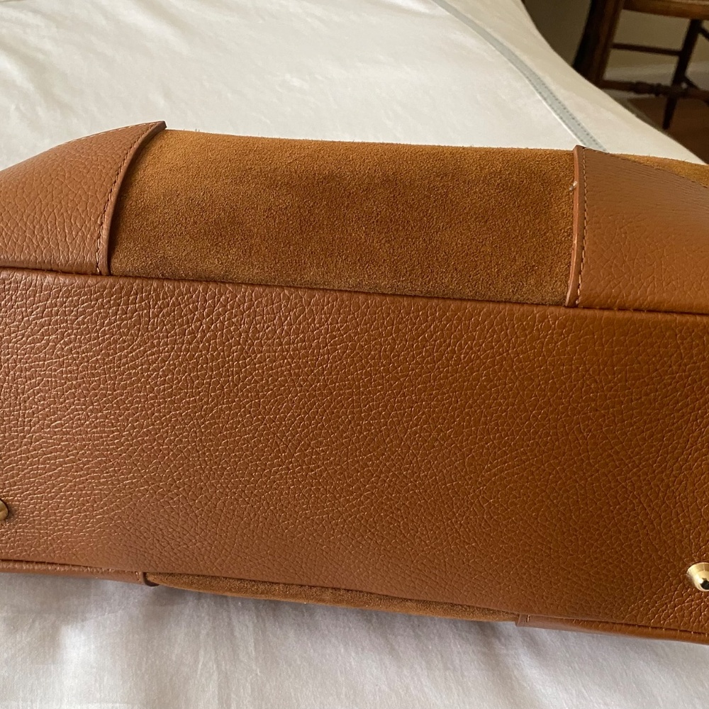 Italian leather/suede pocketbook with bamboo handles - Picture 5 of 6